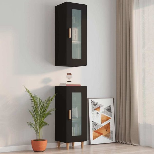 Hanging Wall Cabinet Black 34.5x34x90 cm