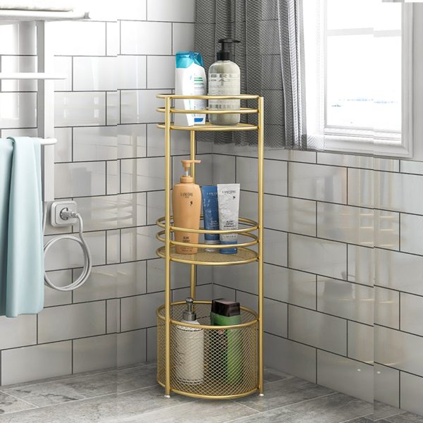 3 Tier Bathroom Freestanding Storage Shelf Multifunctional Display Rack Organiser with Basket