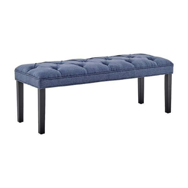 Cate Button-Tufted Upholstered Bench by Sarantino – Blue Linen