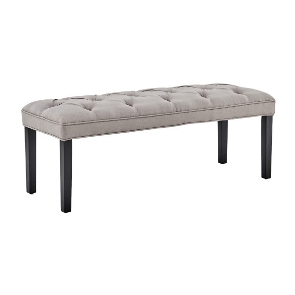 Cate Button-Tufted Upholstered Bench by Sarantino – Light Grey