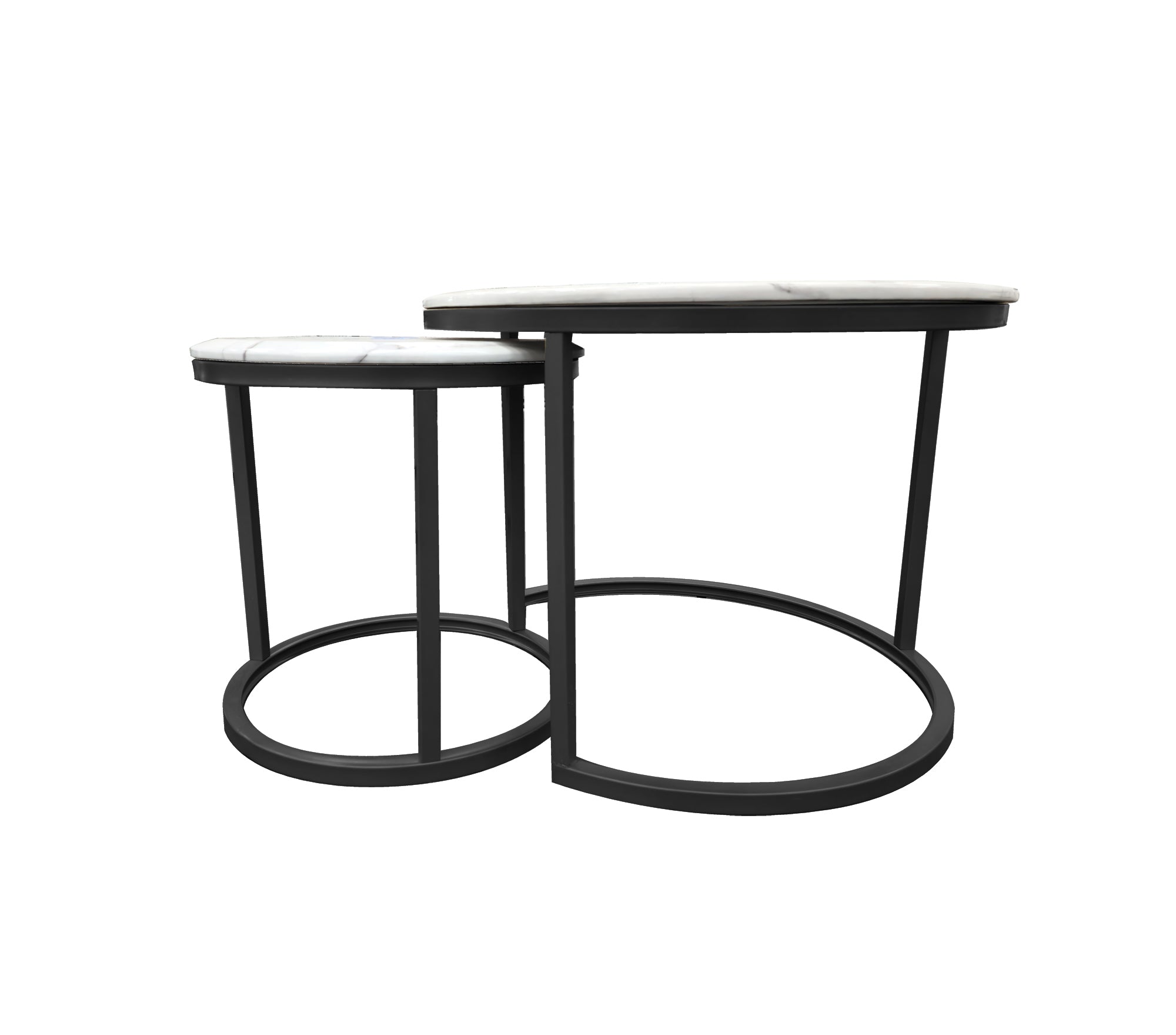 Nesting style Coffee Table – White on Black – 60cm/40cm