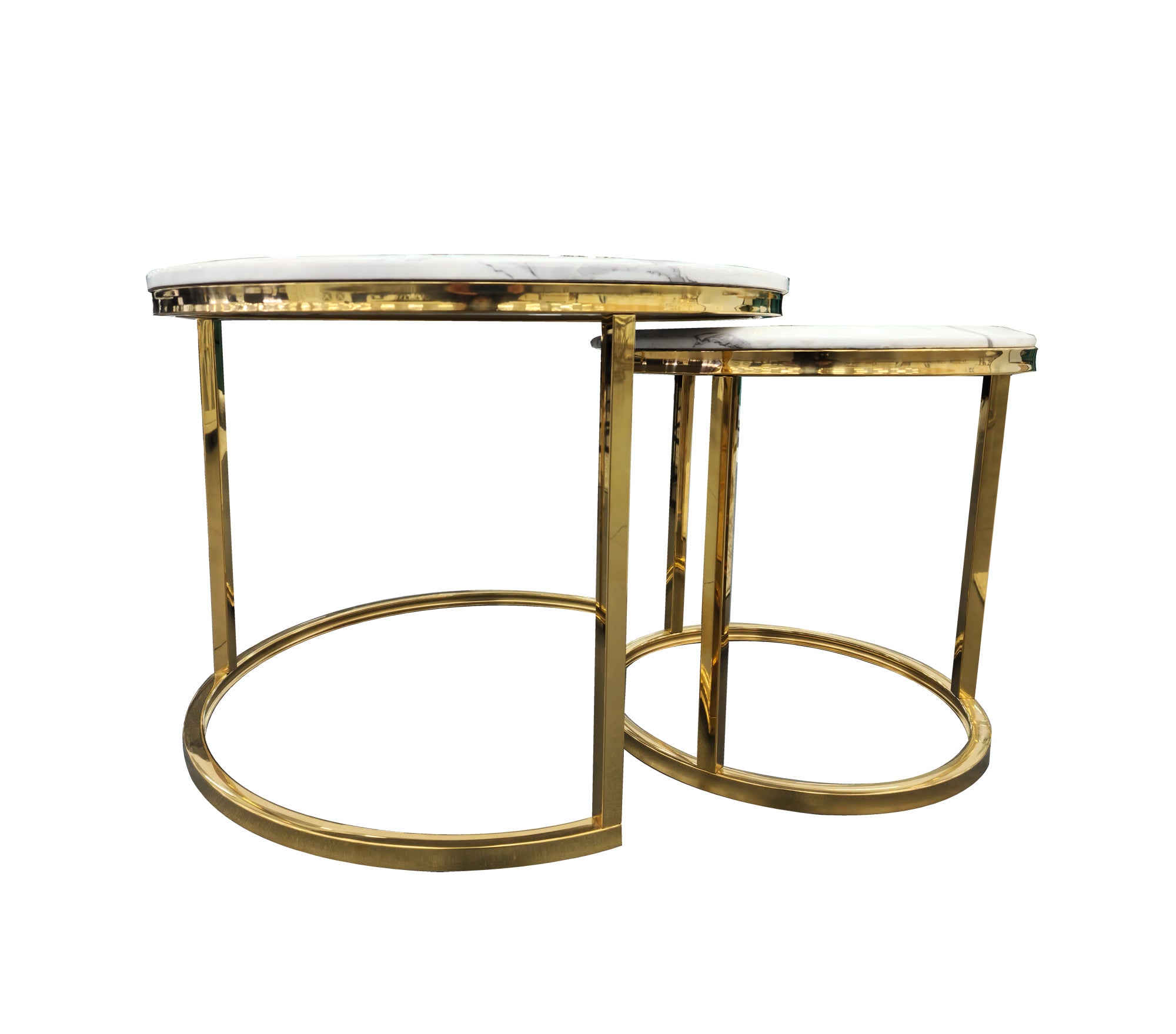 Nesting style Coffee Table – White on Gold – 60cm/40cm