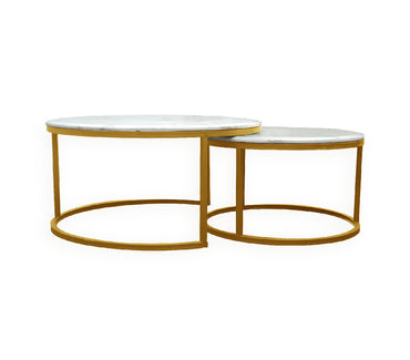 Nesting Style Coffee Table – White on Champagne Gold – 80cm/60cm