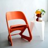 Set of 4 Dining Chairs Office Cafe Lounge Seat Stackable Plastic Leisure Chairs Orange