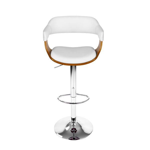 Artiss Wooden PU Leather Bar Stool – White and Chrome