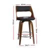 Set of 2 Wooden Bar Stools PU Leather – Black and Wood