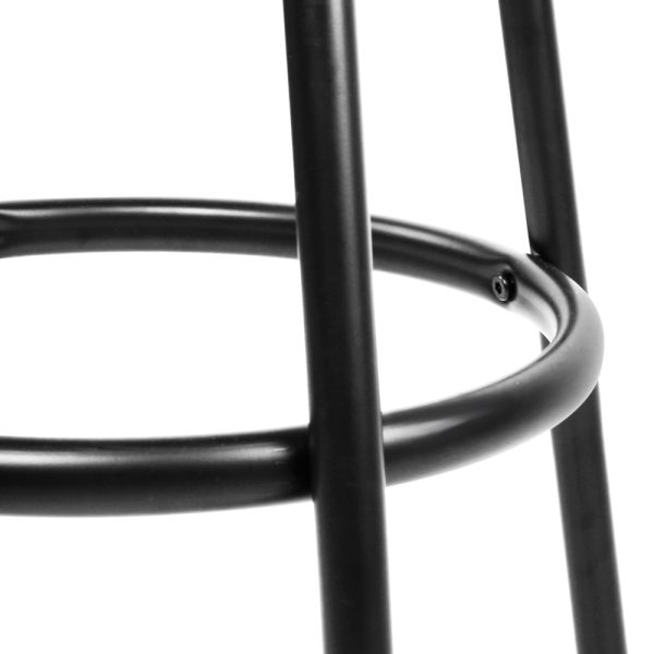 Set of 2 PU Leather Bar Stools – Black and Steel