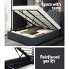 Issa Bed Frame Fabric Gas Lift Storage – Charcoal King