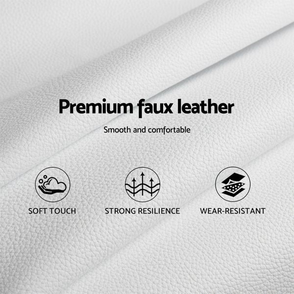 Neo Bed Frame PU Leather – White Double
