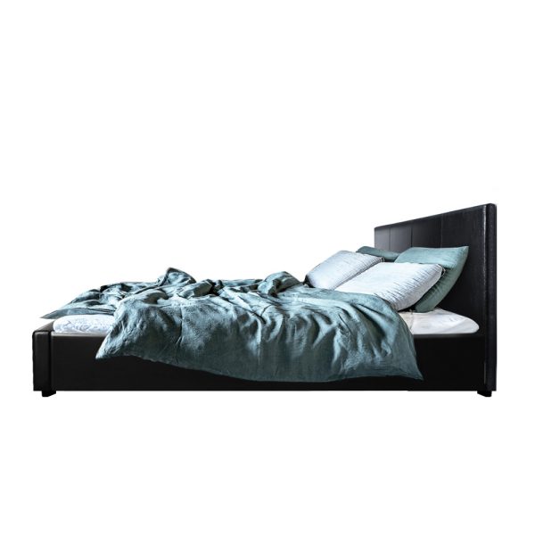 Nino Bed Frame PU Leather – Black Queen