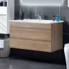 900mm Bathroom Vanity Cabinet Wash Basin Unit Sink Storage Wall Mounted Oak White
