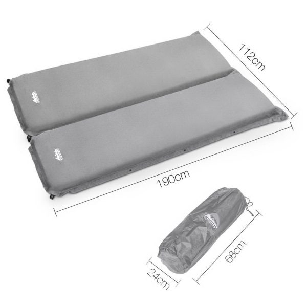 Self Inflating Mattress Camping Sleeping Mat Air Bed Pad Double Grey 10CM Thick