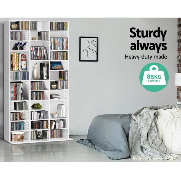 Adjustable Book Storage Shelf Rack Unit – White