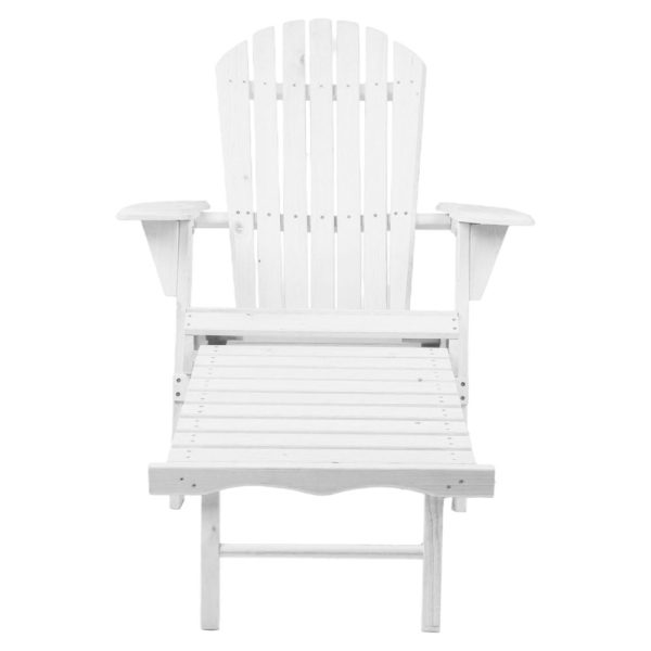 Adirondack Beach Chair with Ottoman – White