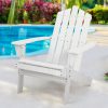 Outdoor Sun Lounge Beach Chairs Table Setting Wooden Adirondack Patio – White