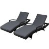 Set of 2 Outdoor Sun Lounge Chair with Cushion – Black