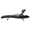 Set of 2 Sun Lounge Outdoor Furniture Wicker Lounger Rattan Day Bed Garden Patio Black