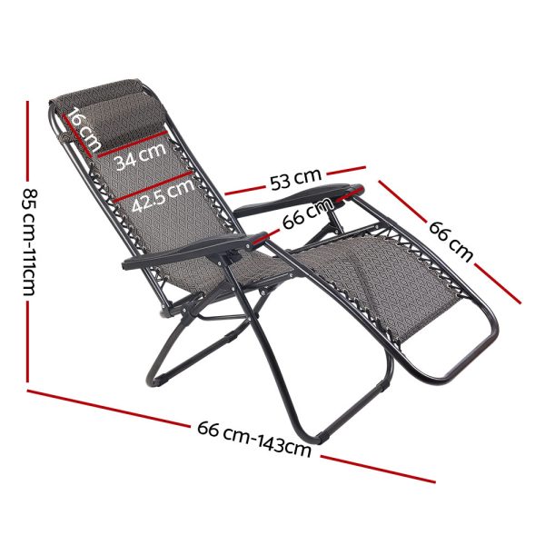 Zero Gravity Recliner Chairs Outdoor Sun Lounge Beach Chair Camping – Beige
