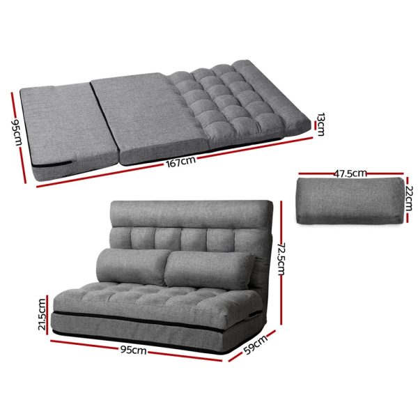 Lounge Sofa Bed 2-seater Floor Folding Fabric