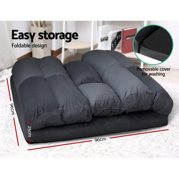 Lounge Sofa Bed Floor Recliner Chaise Chair Folding Adjustable Suede