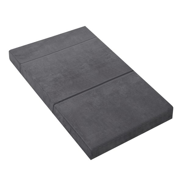 Double Size Folding Foam Mattress Portable Bed Mat Velvet Dark Grey