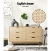 6 Chest of Drawers Rattan Tallboy Cabinet Bedroom Clothes Storage Wood