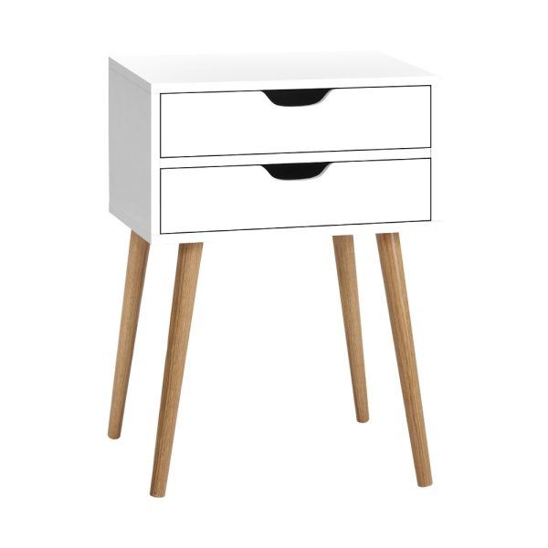 Bedside Table 2 Drawers – BODIE White