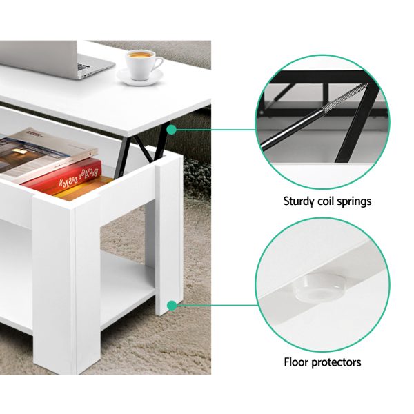 Lift Up Top Mechanical Coffee Table – White