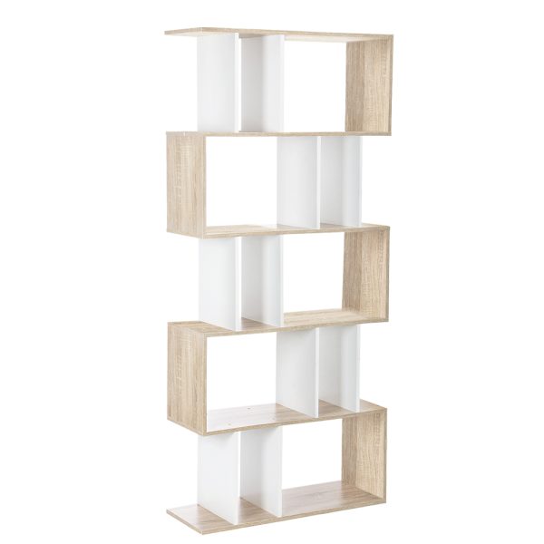 5 Tier Display Book Storage Shelf Unit – White Brown