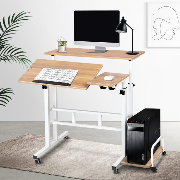 Twin Laptop Table Desk – Light Wood