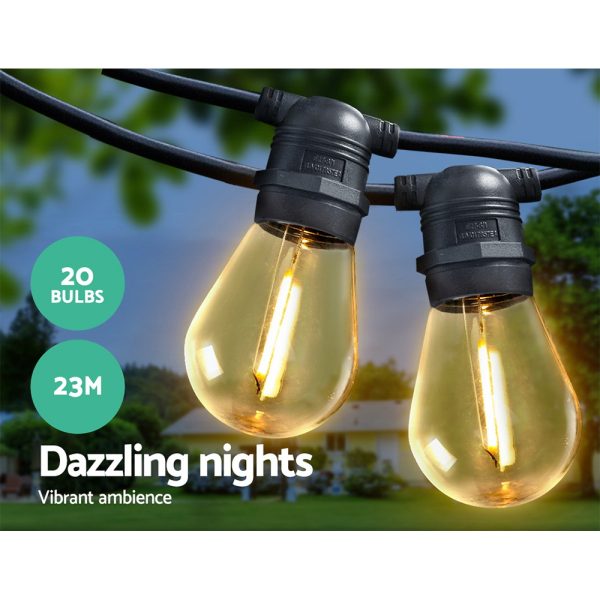 23m LED Festoon String Lights 20 Bulbs Kits Wedding Party Christmas S14