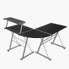 Corner Metal Pull Out Table Desk – Black