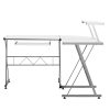 Corner Metal Pull Out Table Desk – White