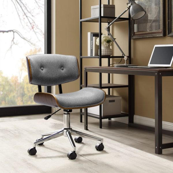 Wooden Fabric Office Chair Grey