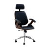 Wooden Office Chair Computer Gaming Chairs Executive Leather Black