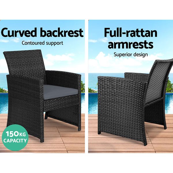 Garden Furniture Outdoor Lounge Setting Wicker Sofa Set Storage Cover Black