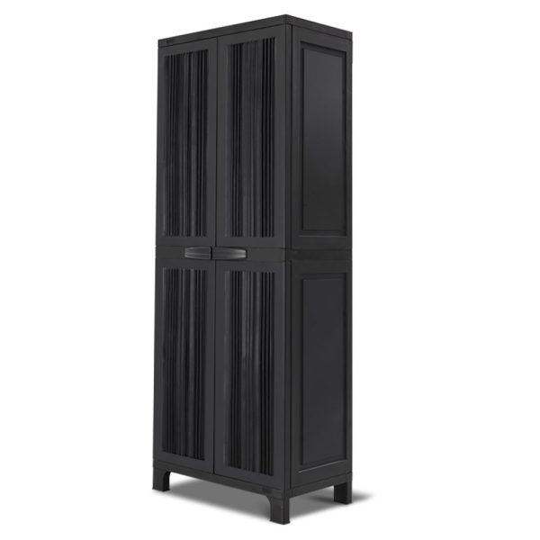 173cm Outdoor Storage Cabinet Box Lockable Cupboard Sheds Garage Adjustable Black