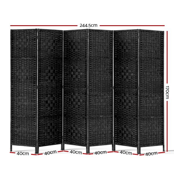 6 Panel Room Divider Screen Privacy Timber Foldable Dividers Stand Black