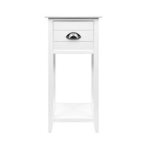 Bedside Table Nightstand Drawer Storage Cabinet Lamp Side Shelf White