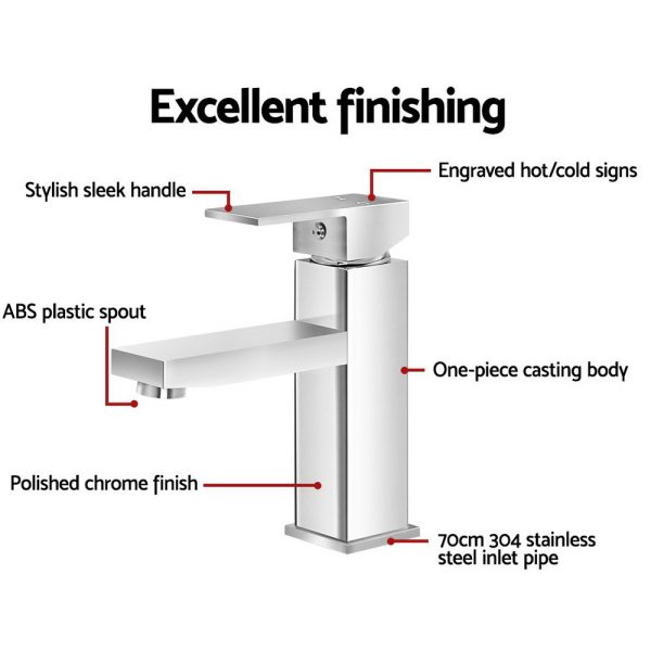 Basin Mixer Tap Faucet Bathroom Vanity Counter Top WELS Standard Brass Silver