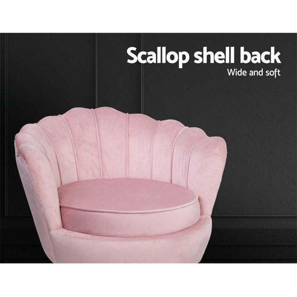 Armchair Lounge Chair Accent Armchairs Retro Single Sofa Velvet Pink