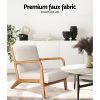 Artiss Armchair Lounge Chair Accent Armchairs Couch Sofa Bedroom Beige Wood