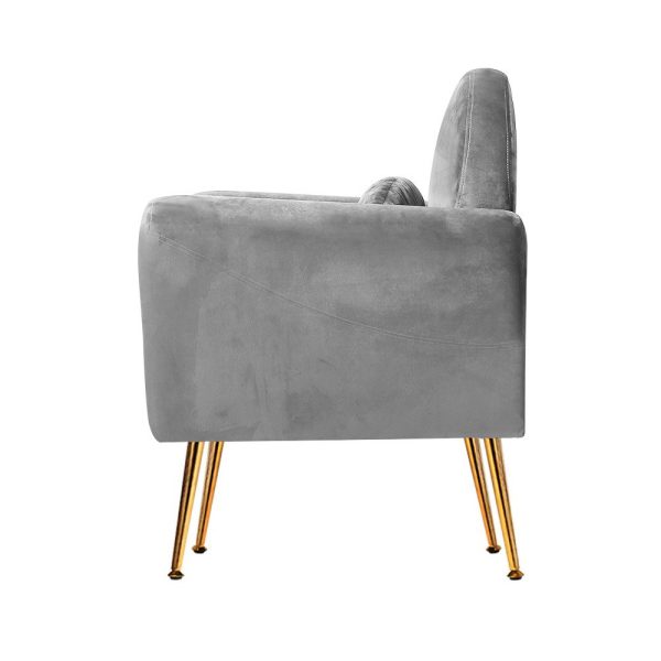 Armchair Lounge Chair Accent Armchairs Chairs Sofa Grey Velvet Cushion