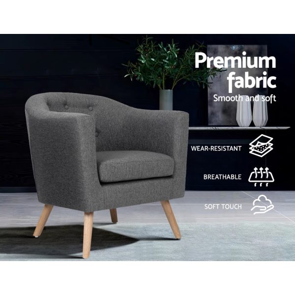 Artiss ADORA Armchair Tub Chair Single Accent Armchairs Sofa Lounge Fabric Grey
