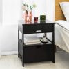 Black Bedside Table with 2 Drawers