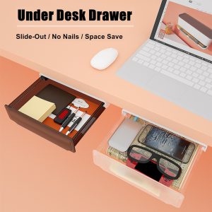 Under Desk Drawer Slide-out Large Office Organizers and Storage Drawers – Small Clear