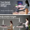 Fortia Desk Riser 90cm Wide Adjustable Sit to Stand for Dual Monitor, Keyboard, Laptop, Pink