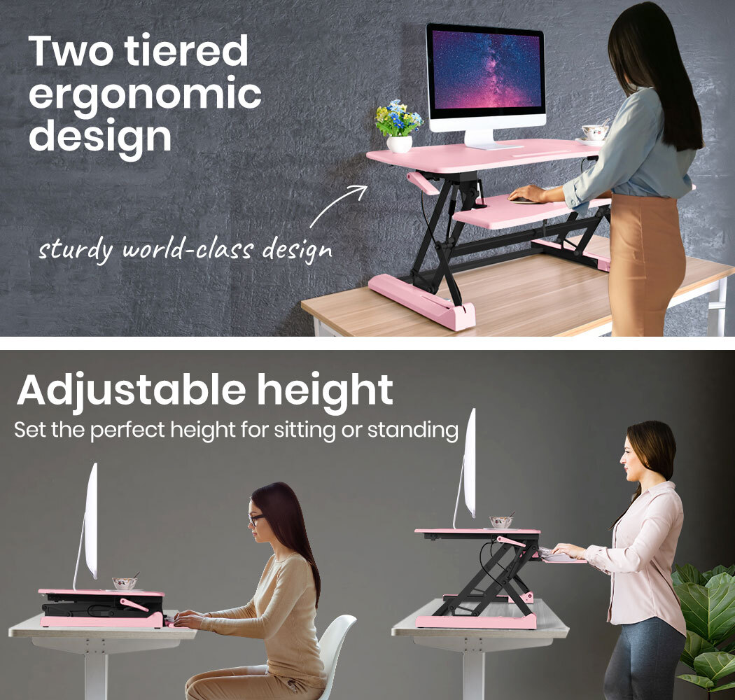 FORTIA Height Adjustable Standing Desk Riser Sit/Stand Computer Desktop Office.