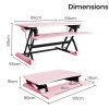 Fortia Desk Riser 90cm Wide Adjustable Sit to Stand for Dual Monitor, Keyboard, Laptop, Pink