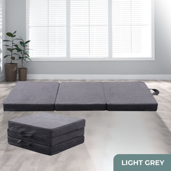 GOMINIMO 3 Fold Folding Mattress Single Light Grey GO-FM-101-EON